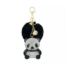 Load image into Gallery viewer, Panda Rhinestone With Pom Pom Keychain/Bag Charm