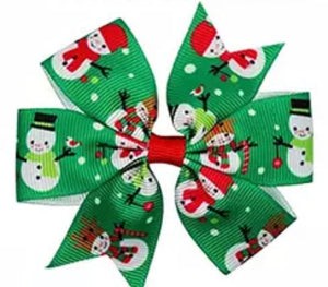 Green Snowmen With Red Center Bow