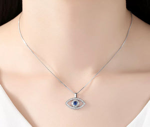 Silver Blue Evil Eye Necklace