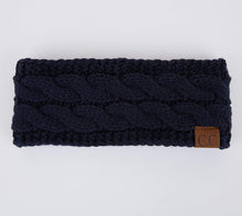 Load image into Gallery viewer, Navy Blue C.C Knit Fuzzy Lined Head Wrap