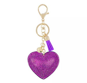 Ashley Heart Rhinestone Keychains/ Bag Charms