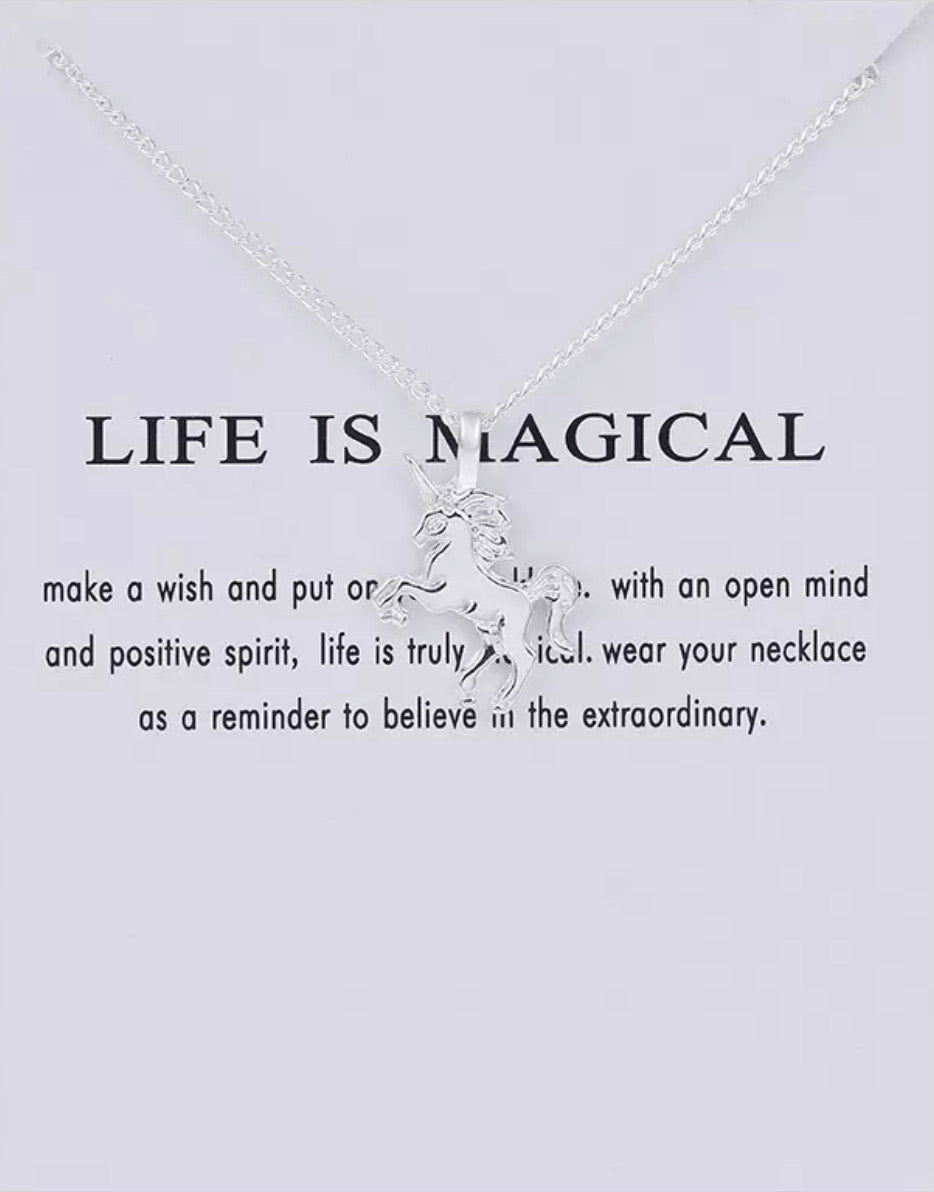 Inspirational: Life is Magical Silver Necklace