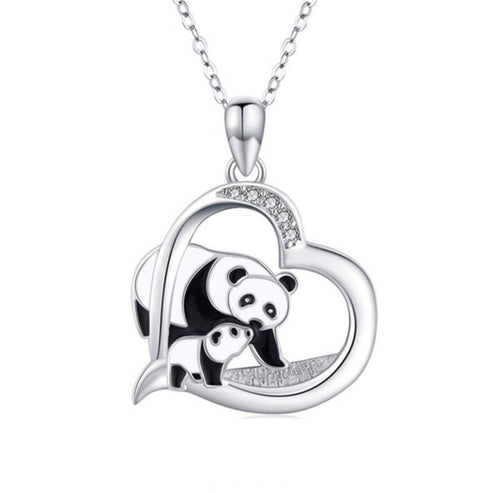 Silver Panda Love Charm Necklace
