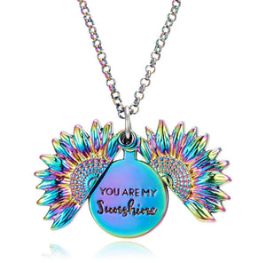 Colorful Iridescent Sunflower Necklace