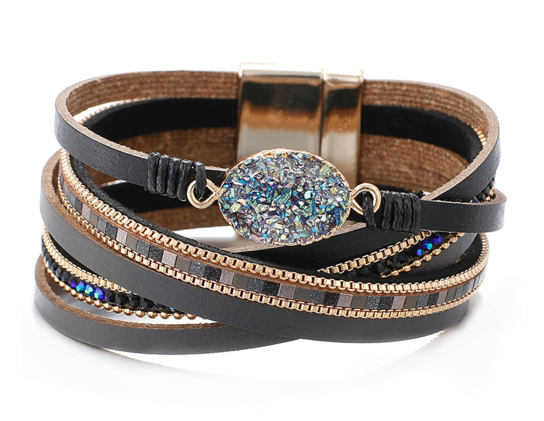 Lisa Blue Leather Bracelet