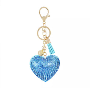 Ashley Heart Rhinestone Keychains/ Bag Charms