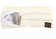 Load image into Gallery viewer, Ivory C.C Cable Knit Fuzzy Lined Ear Warmer Ponytail Pony Headband