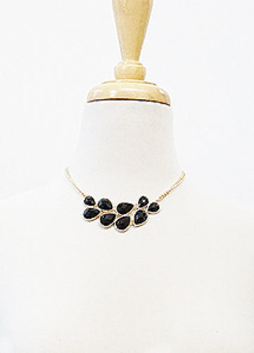Black Teardrop Cluster Statement Necklace