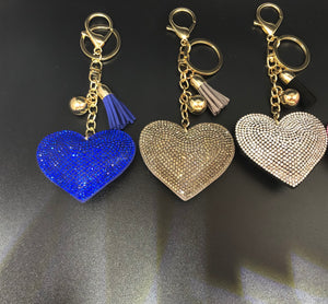 Ashley Heart Rhinestone Keychains/ Bag Charms