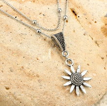 Load image into Gallery viewer, Vintage Silver Double Layer Sunflower Necklace