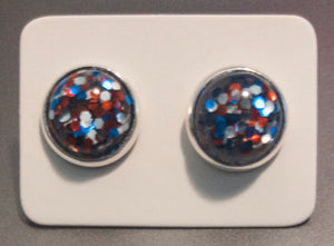 Glitter Red Blue Silver/ Silver Setting