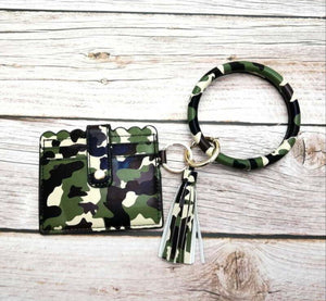 Camouflage Card Holder Bracelet Key Ring