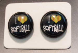 I Love Softball/ Black Setting 12mm