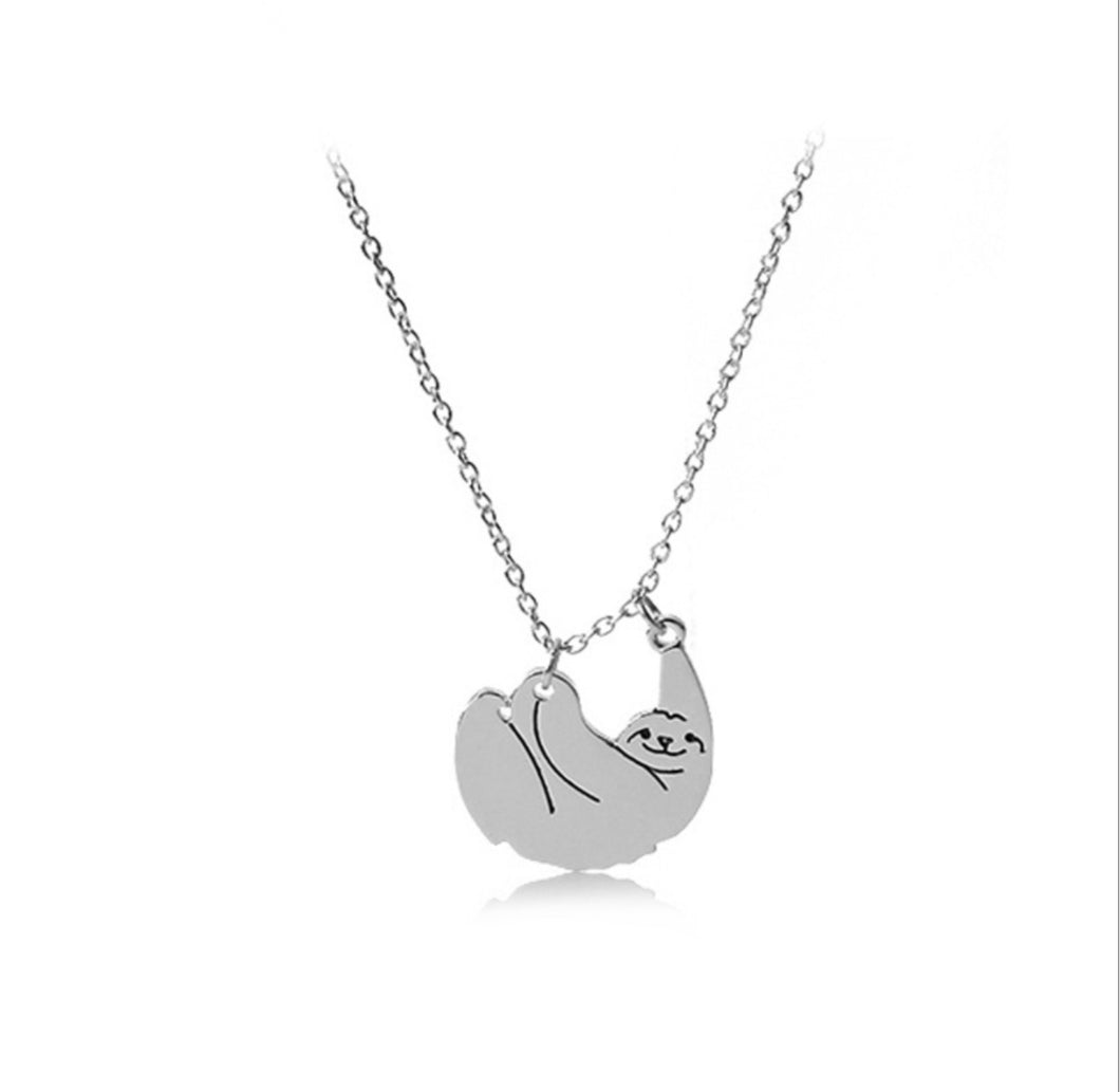 Silver Sloth Charm Necklace