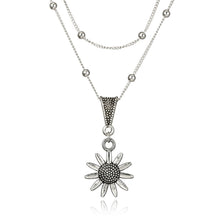 Load image into Gallery viewer, Vintage Silver Double Layer Sunflower Necklace