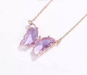 Light Purple Crystal Butterfly Necklace