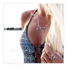 Boho Vintage Crossed Love Arrow Necklace