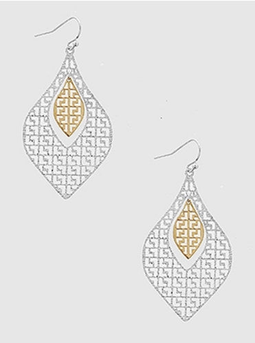 Chole Two Tone Geometric Drop Earrings