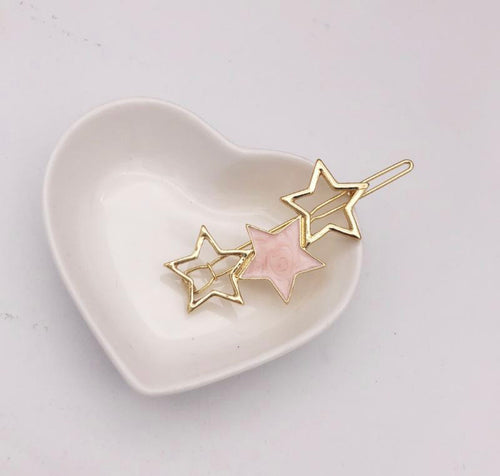 Pink and Gold Star Hair Clip