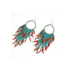 Boho Beaded Turquoise Dangle Earrings