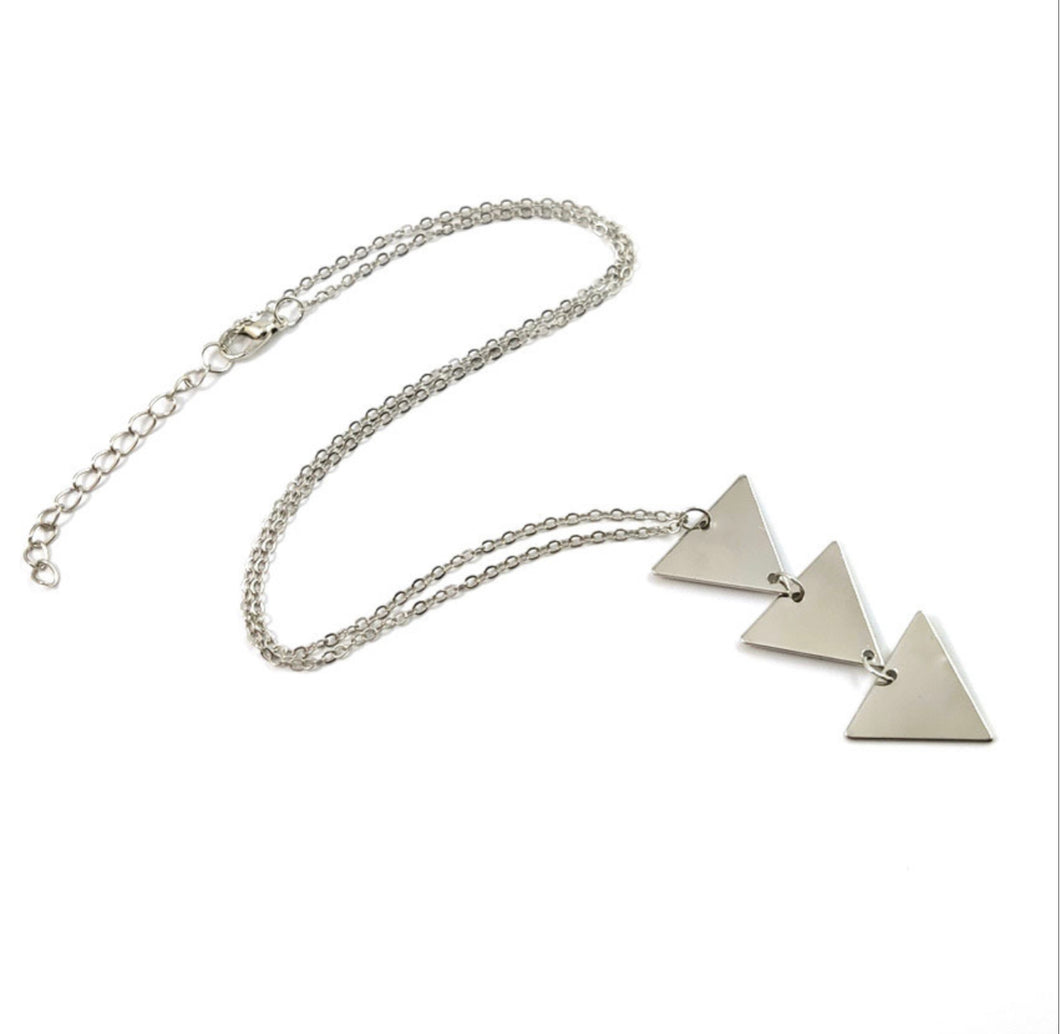 Silver Three Triangle Arrow Necklace