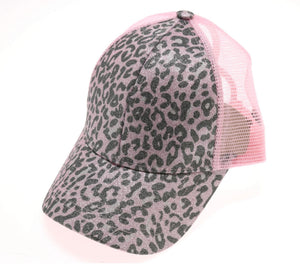 CC Light Pink Leopard Glitter Cap