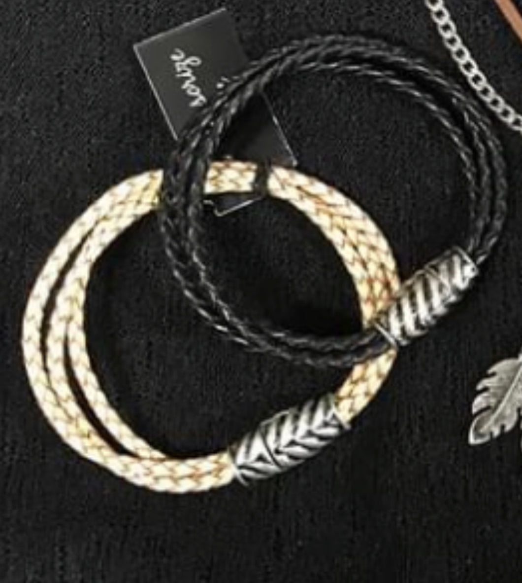 Leather Rope Bracelet with Magnetic Clasp