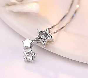 Silver Three Star Stack Necklace