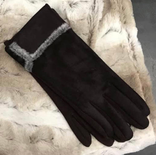 Brown Gloves with Gray Trim