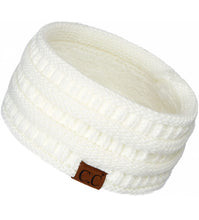 Load image into Gallery viewer, Ivory C.C Cable Knit Fuzzy Lined Ear Warmer Ponytail Pony Headband