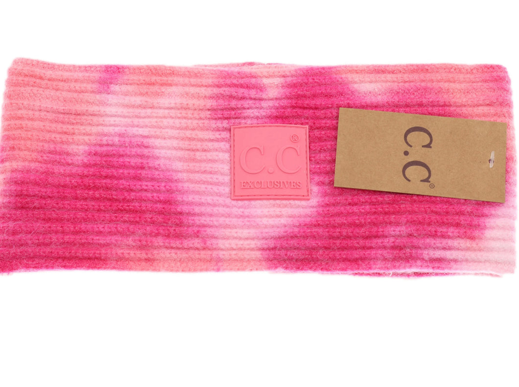 Fuchsia/Pink C.C Tie Dye Head Wrap with Rubber Patch