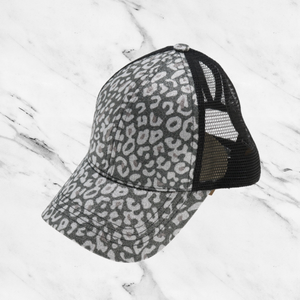 CC Black Leopard Glitter Cap