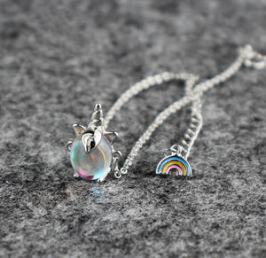 Unicorn Crystal and Rainbow Charm Bracelet