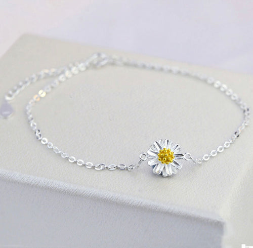 Daisy Silver Ankle Bracelet