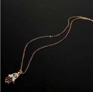 Hope Gold Hamsa Hand with Evil Eye Necklace