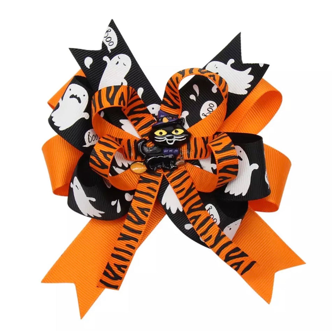 Witch Black Cat Halloween Bow