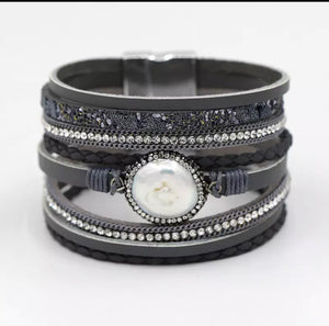 Sophia Multi-Strand Pearl Leather Bracelet