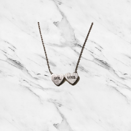 Mr & Mrs Double Heart Dainty Necklace