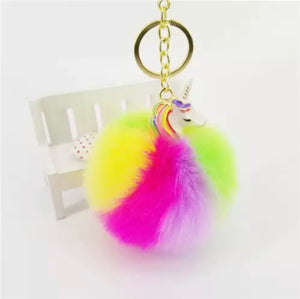 Unicorn Pom Pom Keychain/Bag Charm