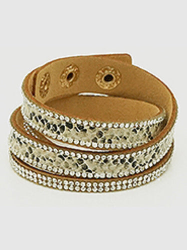 Snakeskin Leather Wrap Bracelet