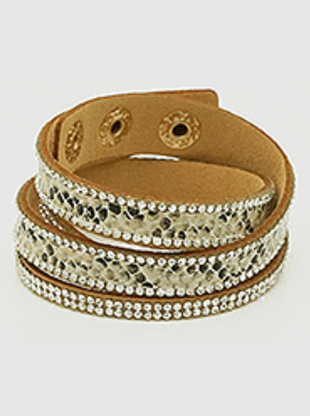 Snakeskin Leather Wrap Bracelet