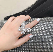 Load image into Gallery viewer, Silver Crystal Hollow Butterfly Ring