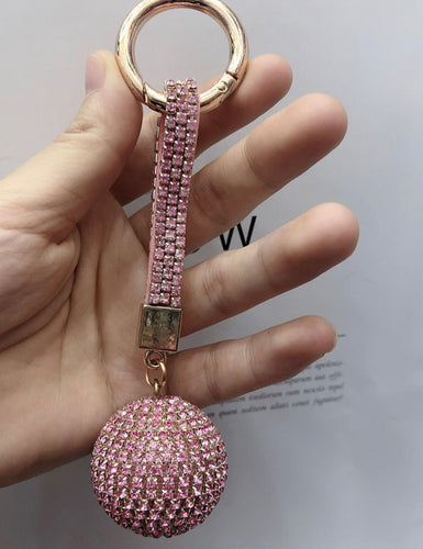 Pink Crystal Ball Keychain