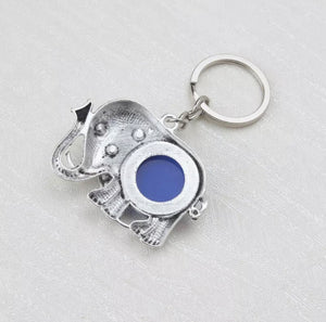 Vintage Silver Elephant Evil Eye Keychain