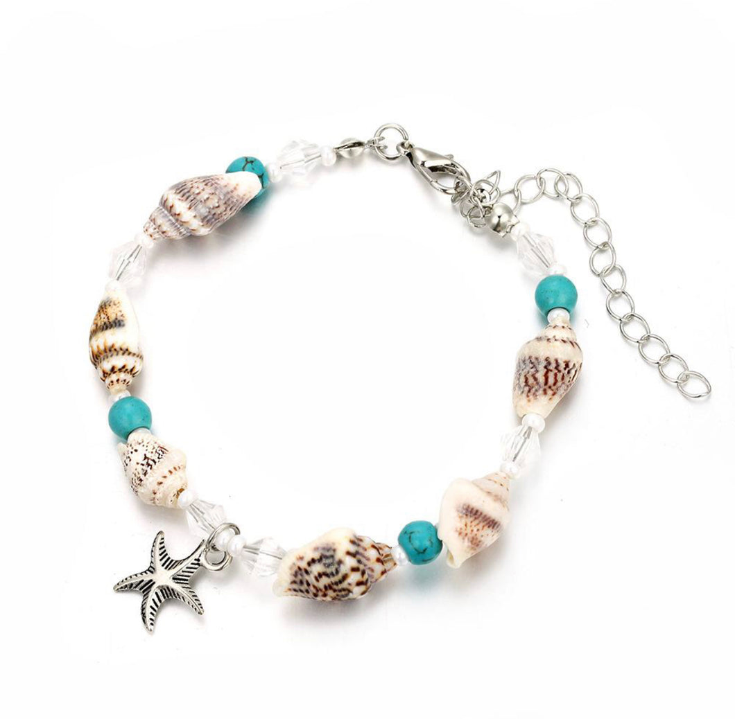 Star Fish and Shell Bracelet or Kids Ankle Bracelet