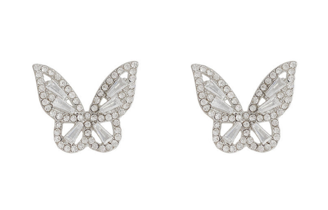 Rhinestone Butterfly Stud Earrings