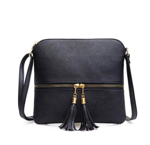 Black Crossbody Bag With Tassels