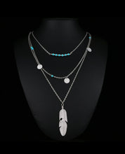 Load image into Gallery viewer, Skylar Multi-layer Necklace with Feather Pendant