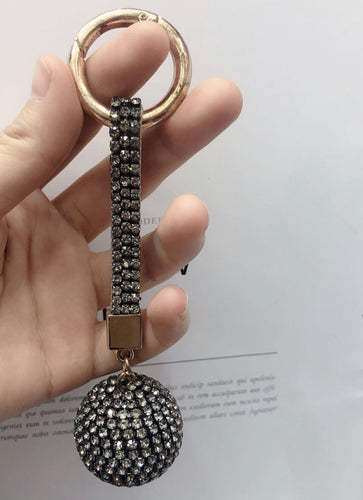 Dark Gray Crystal Ball Keychain